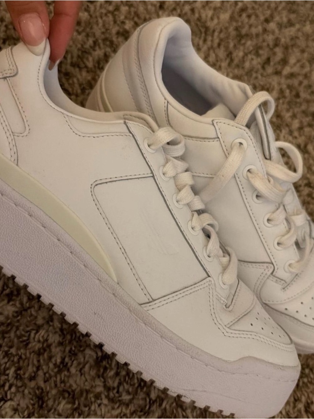 adidas Women's White Low-Top Leather Court Sneakers - Picture 3 of 4